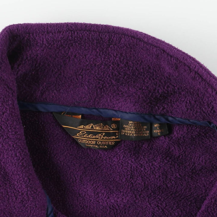 Vintage 80s-90'S Eddie Bauer half-zip fleece pullover with black tag, size L, men's polyester purple type Vintage Second Hand
