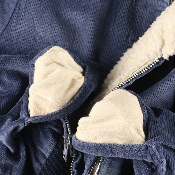 Vintage 1970'S William Barry corduroy boa parka, made in the USA, size L, men's unclear navy blue type Vintage Second Hand
