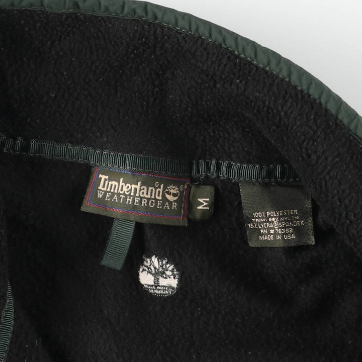 Vintage 90'S Timberland Half-Snap Fleece Pullover, Made in USA, Men's Medium polyester black type Vintage Second Hand