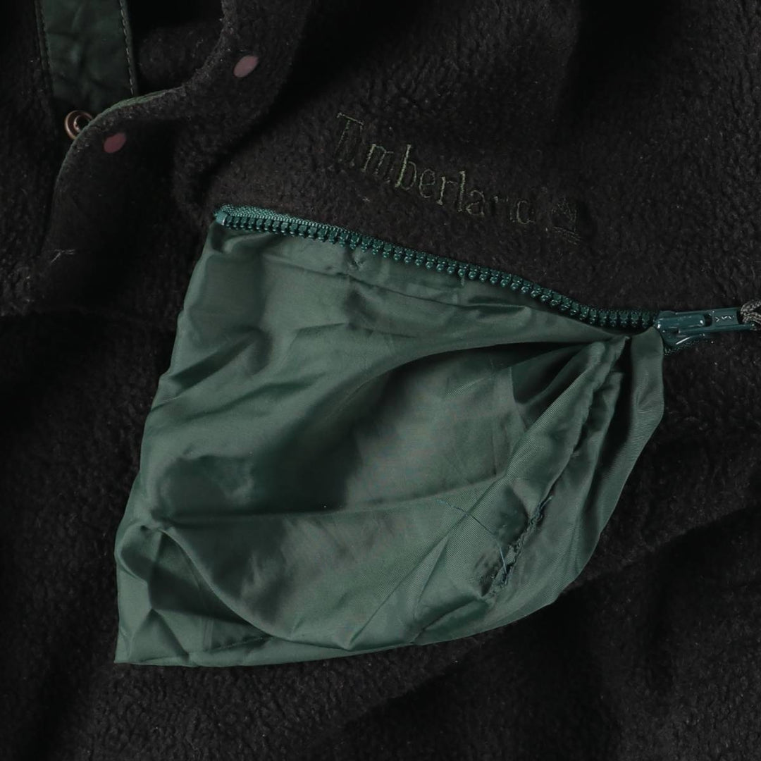Vintage 90'S Timberland Half-Snap Fleece Pullover, Made in USA, Men's Medium polyester black type Vintage Second Hand