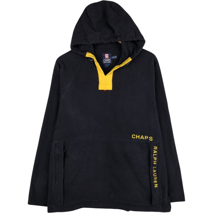 Ralph Lauren Chaps V-neck fleece pullover hoodie, men's size S polyester navy blue type Vintage Second Hand