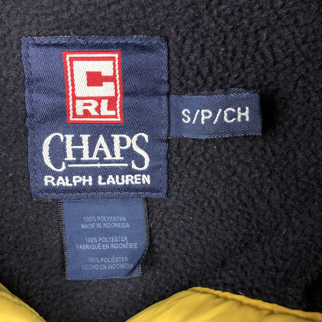 Ralph Lauren Chaps V-neck fleece pullover hoodie, men's size S polyester navy blue type Vintage Second Hand