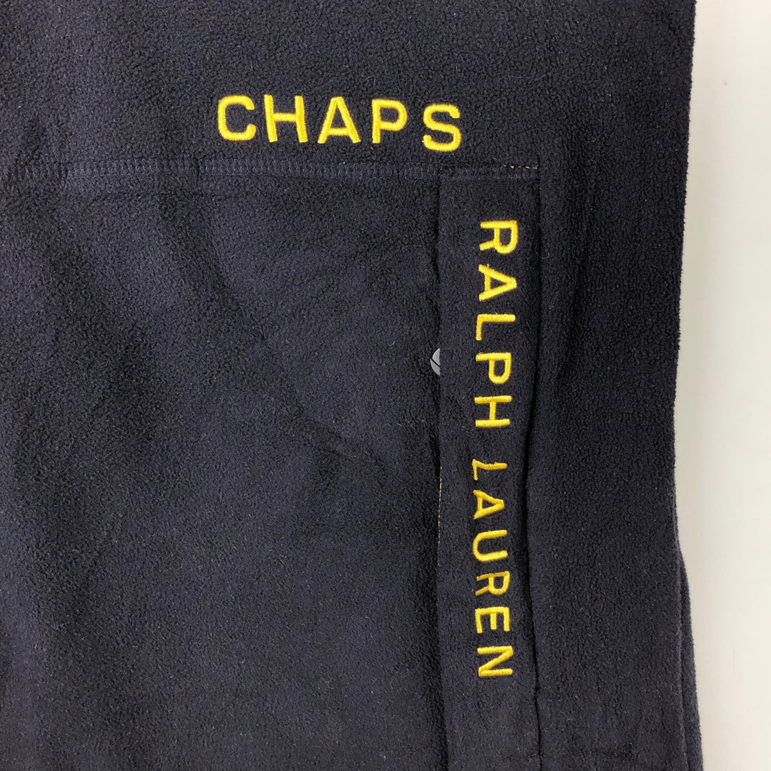 Ralph Lauren Chaps V-neck fleece pullover hoodie, men's size S polyester navy blue type Vintage Second Hand