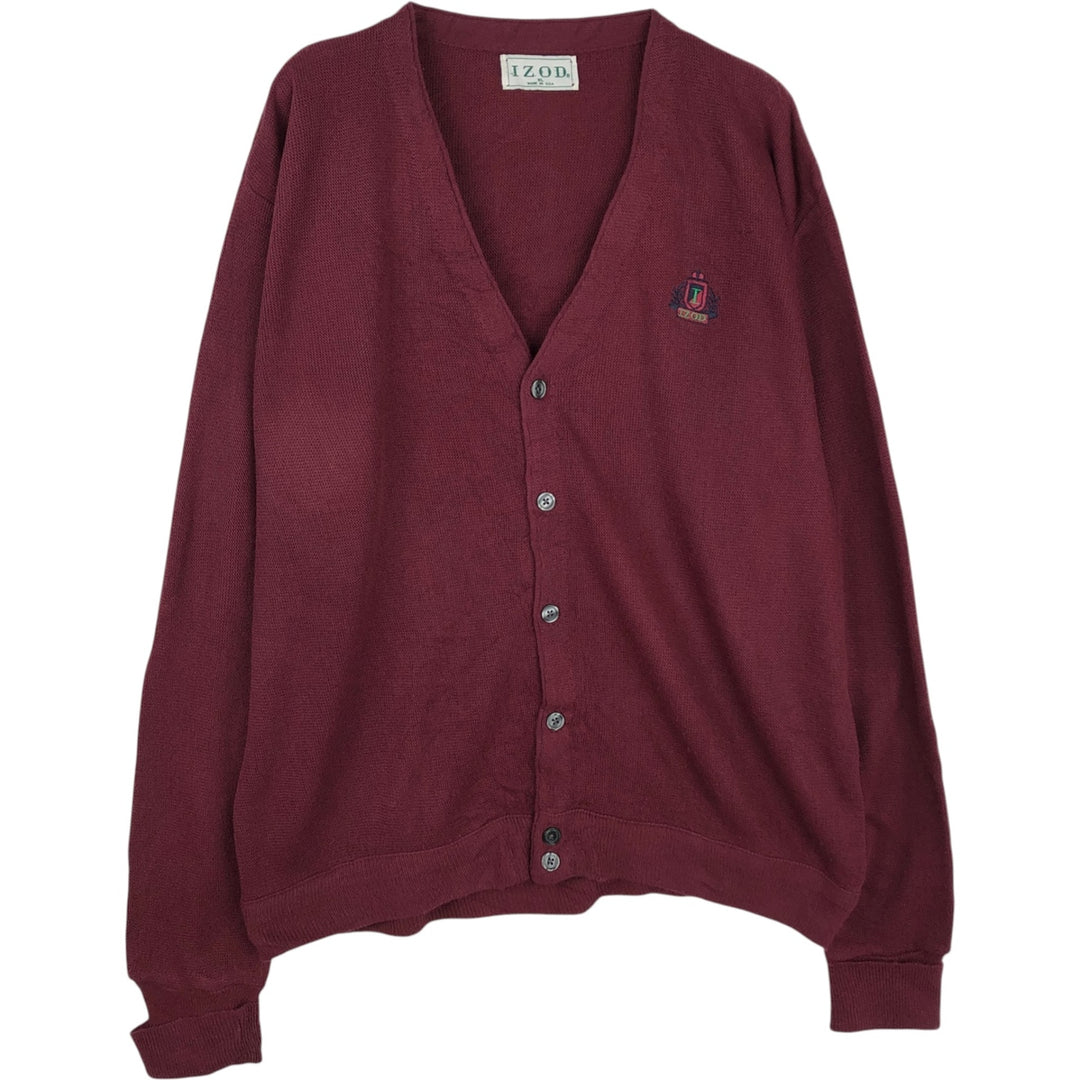 Vintage IZOD acrylic knit cardigan, made in the USA, men's size XL acrylic burgundy type Vintage Second Hand