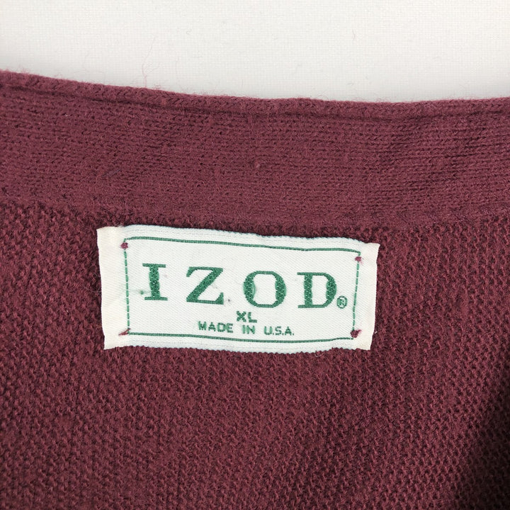 Vintage IZOD acrylic knit cardigan, made in the USA, men's size XL acrylic burgundy type Vintage Second Hand