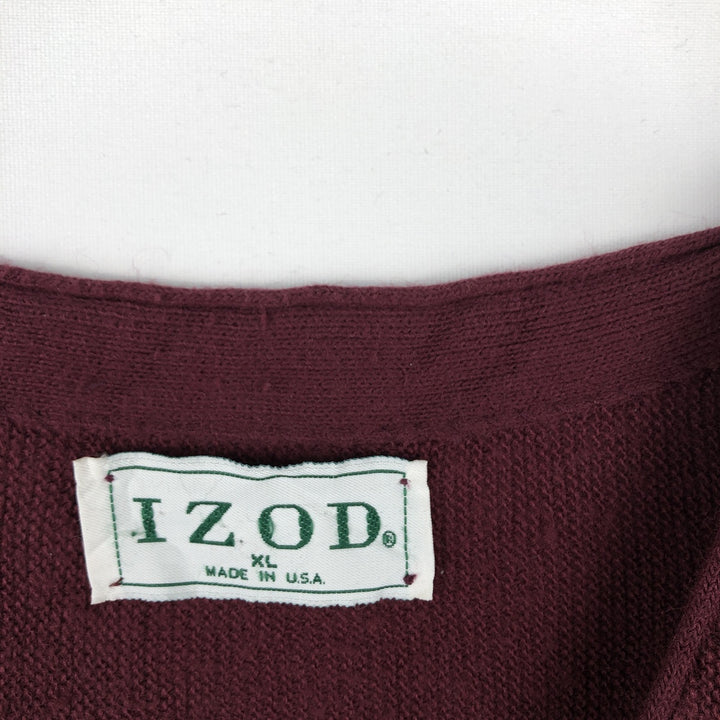 Vintage IZOD acrylic knit cardigan, made in the USA, men's size XL acrylic burgundy type Vintage Second Hand