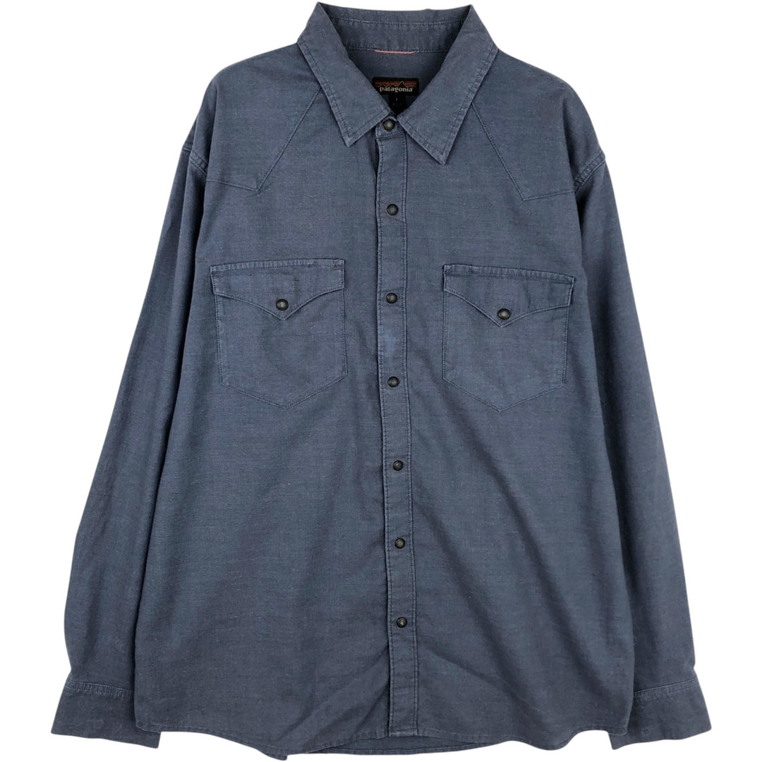Patagonia STY53330FA18 Long Sleeve Western Shirt, Men's Size L Hemp navy blue type Vintage Second Hand