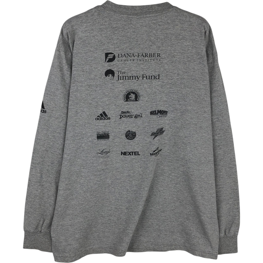 2000'S Adidas long-sleeved T-shirt, Made in USA, Men's Size M cotton gray type Vintage Second Hand