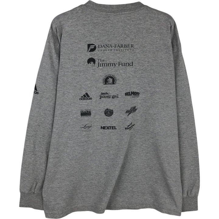 2000'S Adidas long-sleeved T-shirt, Made in USA, Men's Size M cotton gray type Vintage Second Hand