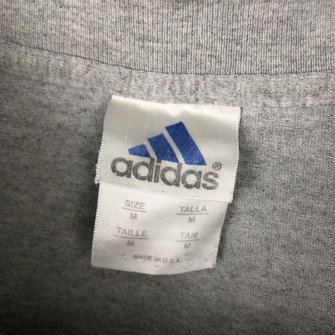 2000'S Adidas long-sleeved T-shirt, Made in USA, Men's Size M cotton gray type Vintage Second Hand