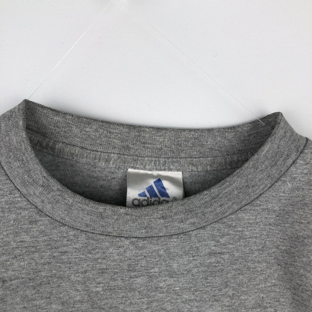 2000'S Adidas long-sleeved T-shirt, Made in USA, Men's Size M cotton gray type Vintage Second Hand