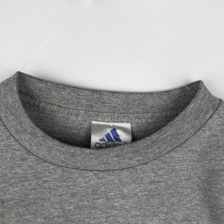 2000'S Adidas long-sleeved T-shirt, Made in USA, Men's Size M cotton gray type Vintage Second Hand