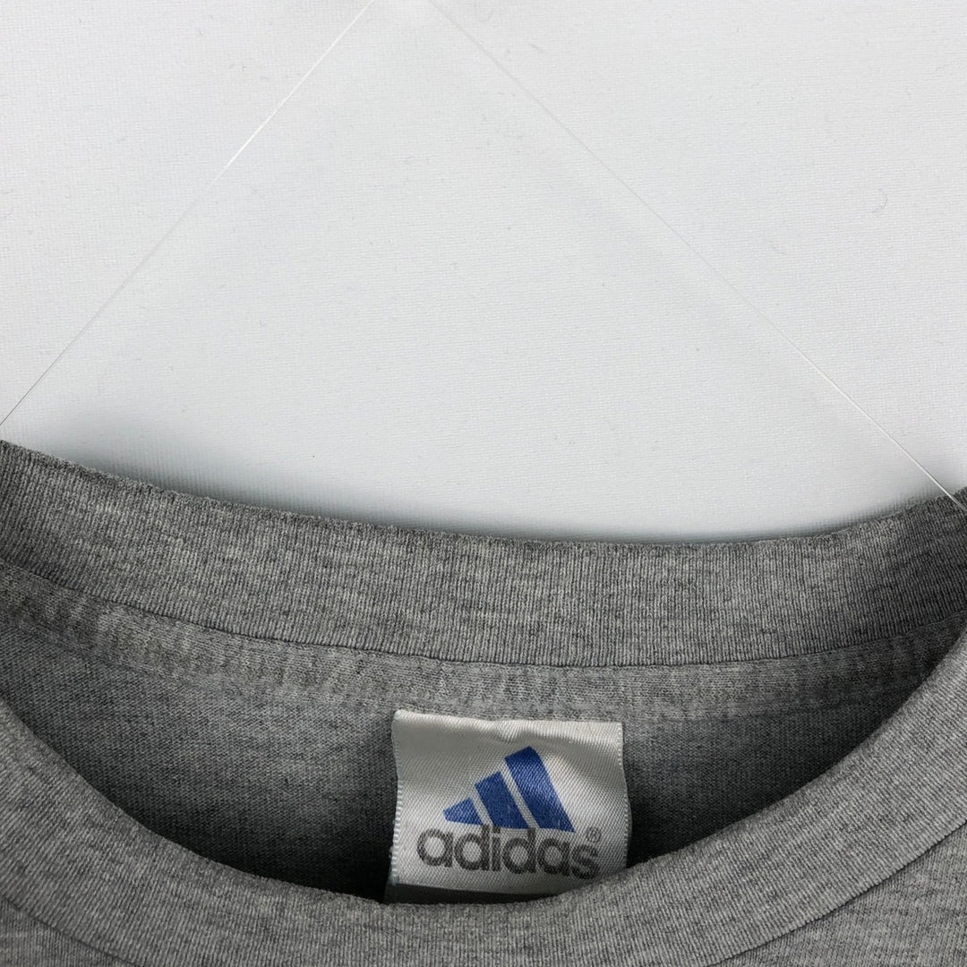 2000'S Adidas long-sleeved T-shirt, Made in USA, Men's Size M cotton gray type Vintage Second Hand