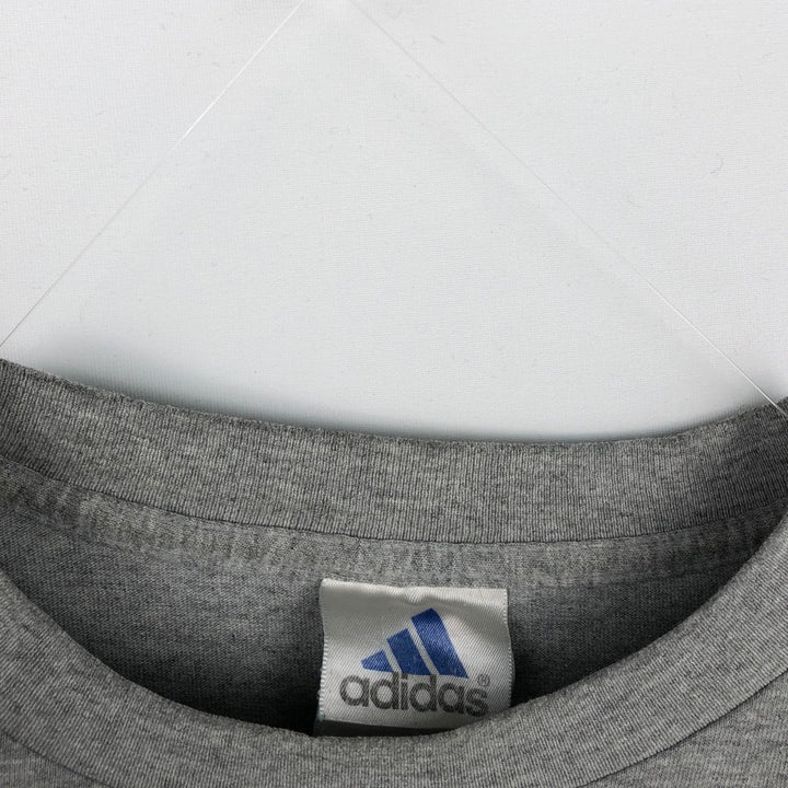 2000'S Adidas long-sleeved T-shirt, Made in USA, Men's Size M cotton gray type Vintage Second Hand