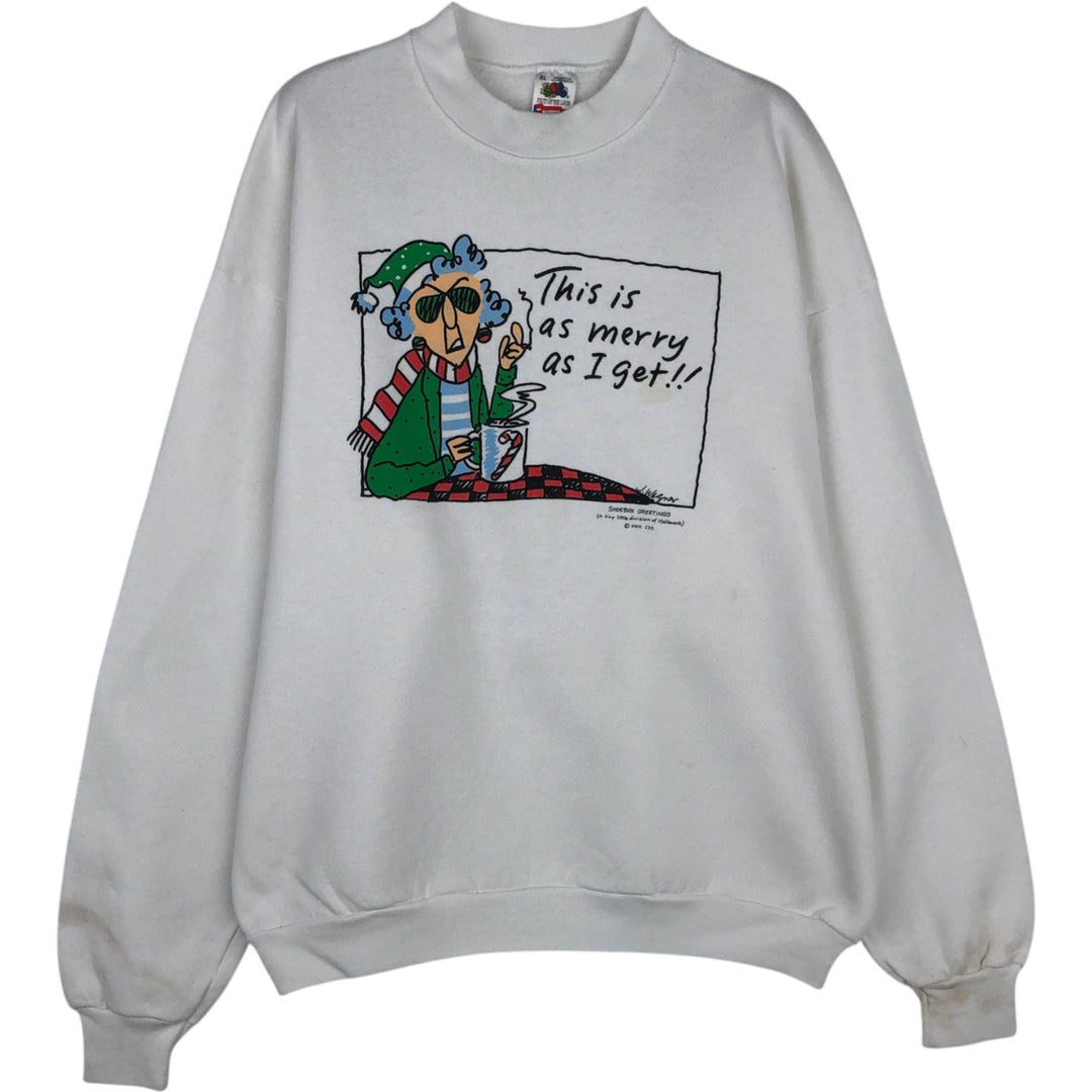 90'S Fruit of the Loom Message Print Sweatshirt, Made in USA, Men's XL, Vintage cotton white type Vintage Second Hand