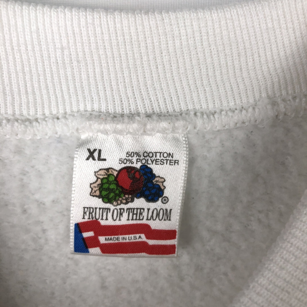 90'S Fruit of the Loom Message Print Sweatshirt, Made in USA, Men's XL, Vintage cotton white type Vintage Second Hand