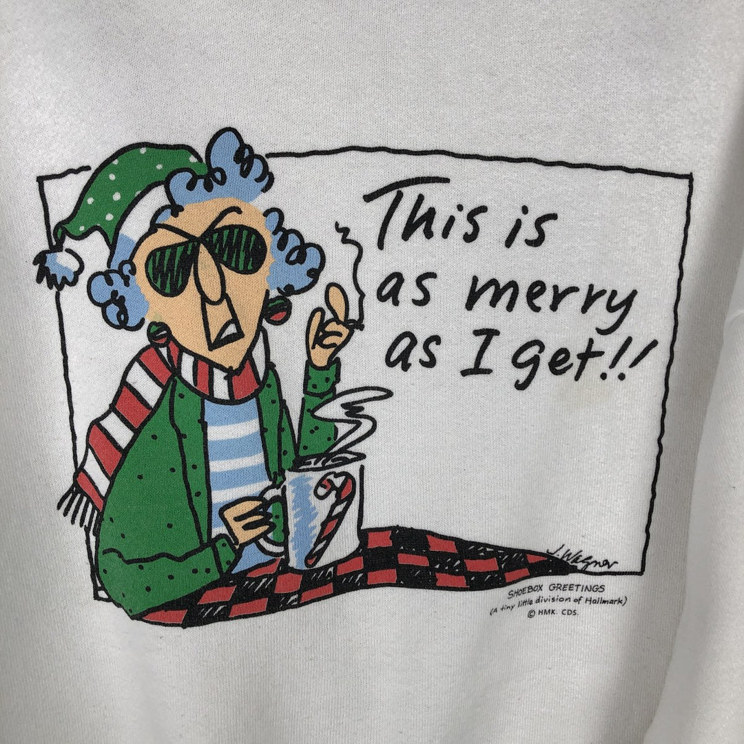90'S Fruit of the Loom Message Print Sweatshirt, Made in USA, Men's XL, Vintage cotton white type Vintage Second Hand