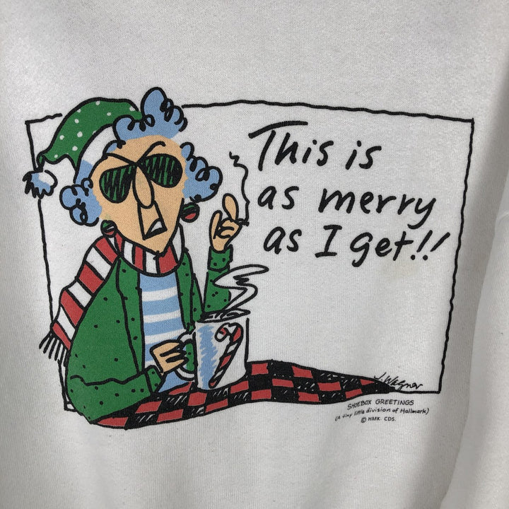 90'S Fruit of the Loom Message Print Sweatshirt, Made in USA, Men's XL, Vintage cotton white type Vintage Second Hand