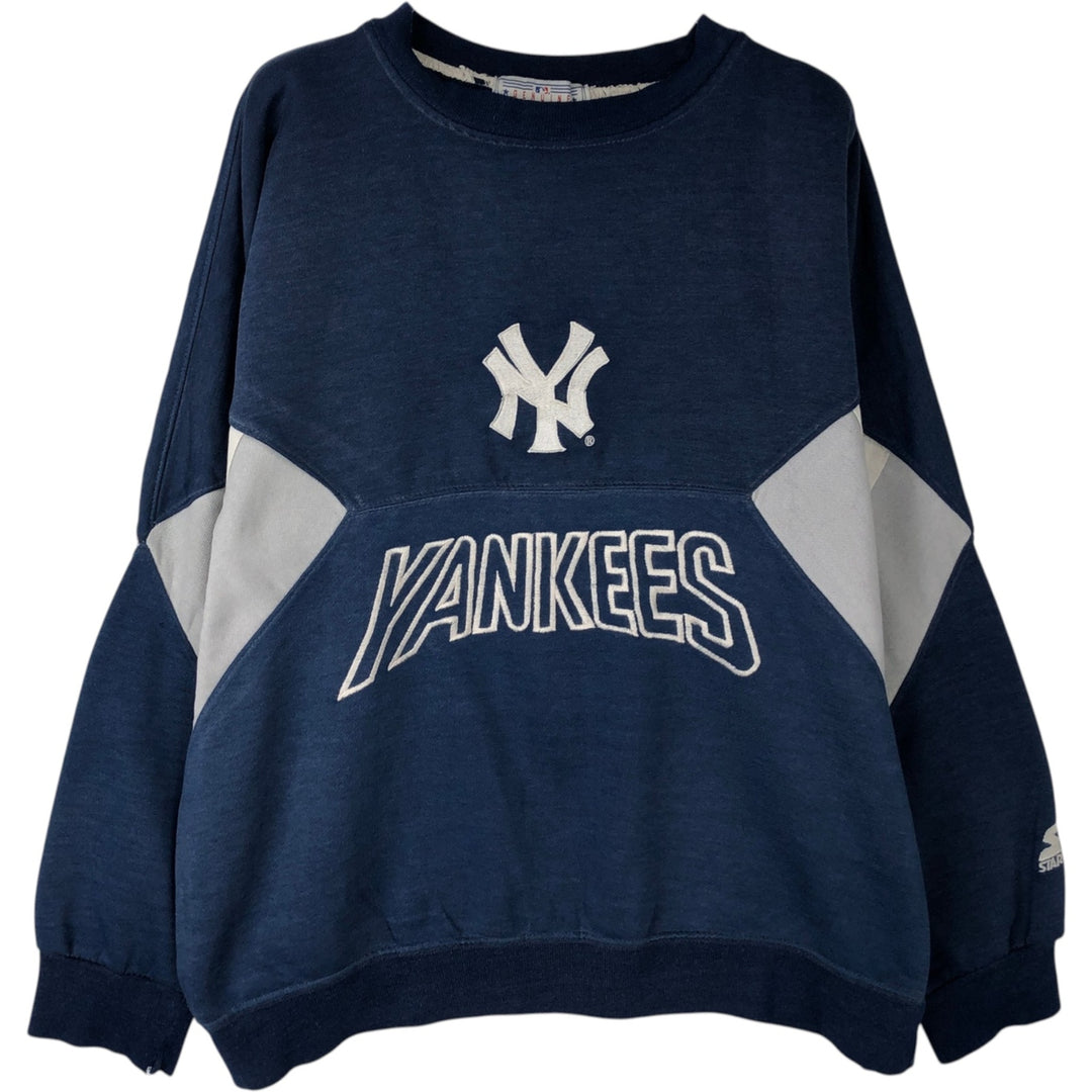 Starter MLB New York Yankees sweatshirt, men's size L (approx.) polyester navy blue type Vintage Second Hand