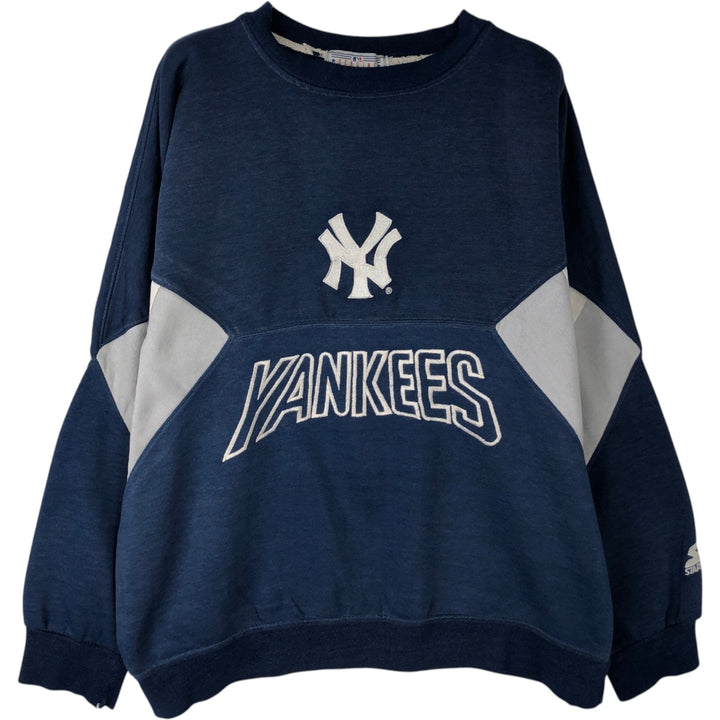 Starter MLB New York Yankees sweatshirt, men's size L (approx.) polyester navy blue type Vintage Second Hand