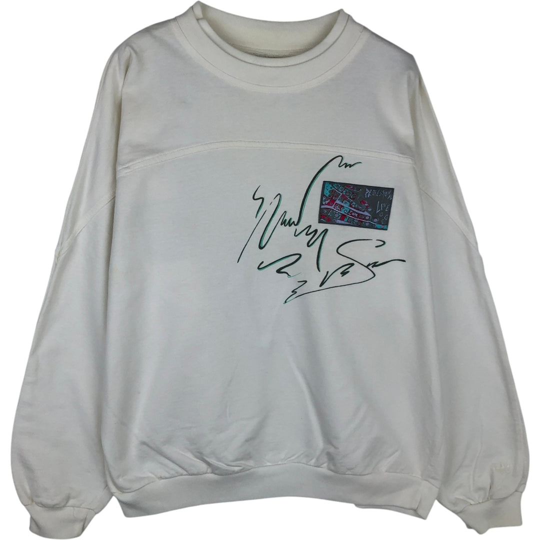 80'S Adidas Trefoil Logo Print Sweatshirt, Men's Size L (approx.), Vintage unclear white type Vintage Second Hand