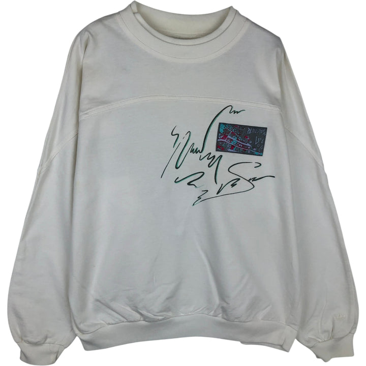 80'S Adidas Trefoil Logo Print Sweatshirt, Men's Size L (approx.), Vintage unclear white type Vintage Second Hand