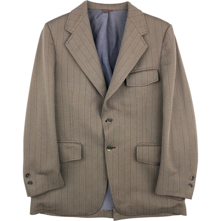 Striped herringbone tailored jacket, men's size M equivalent. unclear brown type Vintage Second Hand