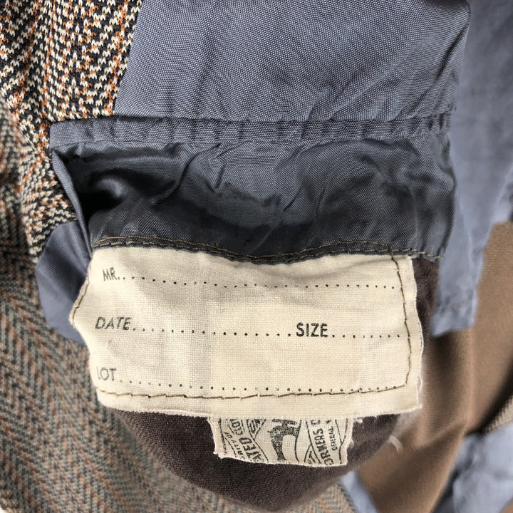 Striped herringbone tailored jacket, men's size M equivalent. unclear brown type Vintage Second Hand