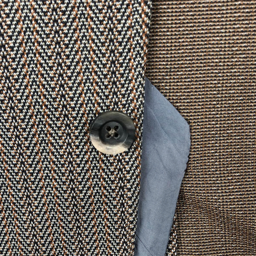 Striped herringbone tailored jacket, men's size M equivalent. unclear brown type Vintage Second Hand
