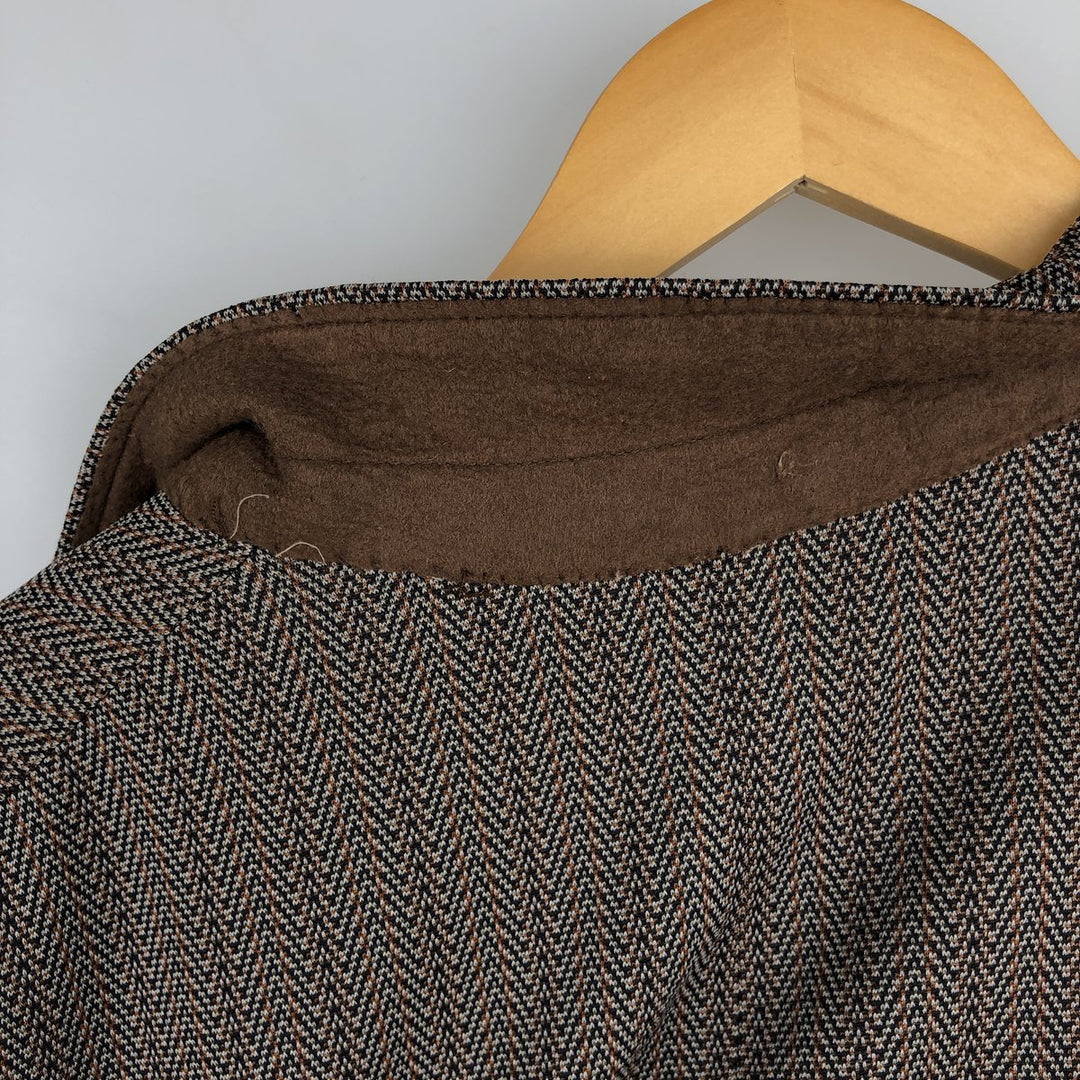 Striped herringbone tailored jacket, men's size M equivalent. unclear brown type Vintage Second Hand