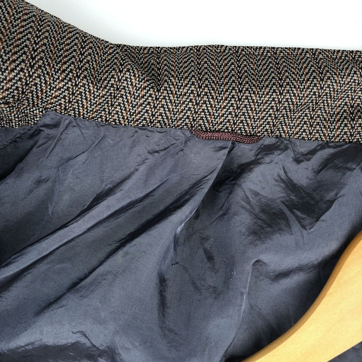 Striped herringbone tailored jacket, men's size M equivalent. unclear brown type Vintage Second Hand