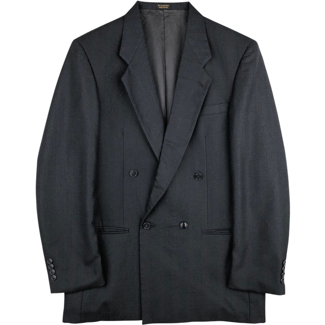 Cellini Collection Stripe Pattern Double-Breasted Tailored Jacket, Made in USA, Men's Size M (Equivalent), Vintage unclear gray type Vintage Second Hand
