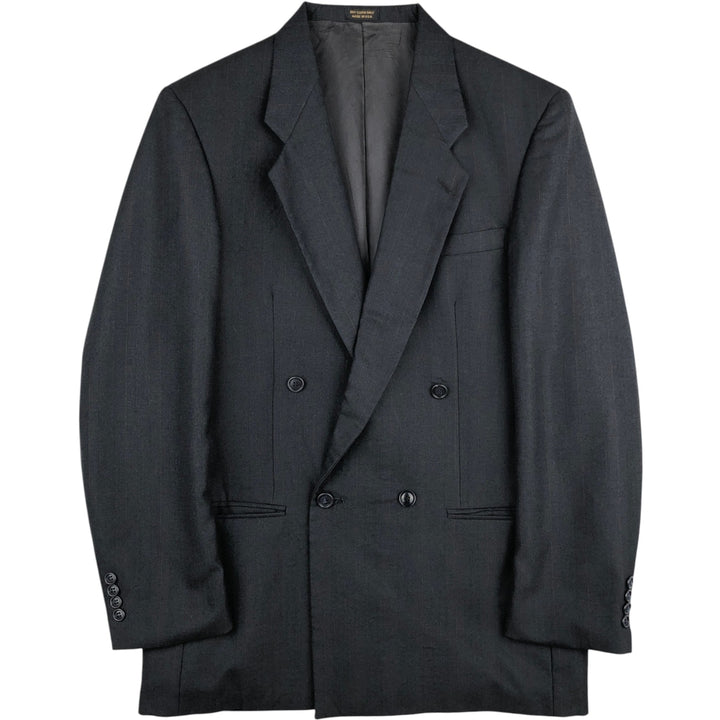 Cellini Collection Stripe Pattern Double-Breasted Tailored Jacket, Made in USA, Men's Size M (Equivalent), Vintage unclear gray type Vintage Second Hand