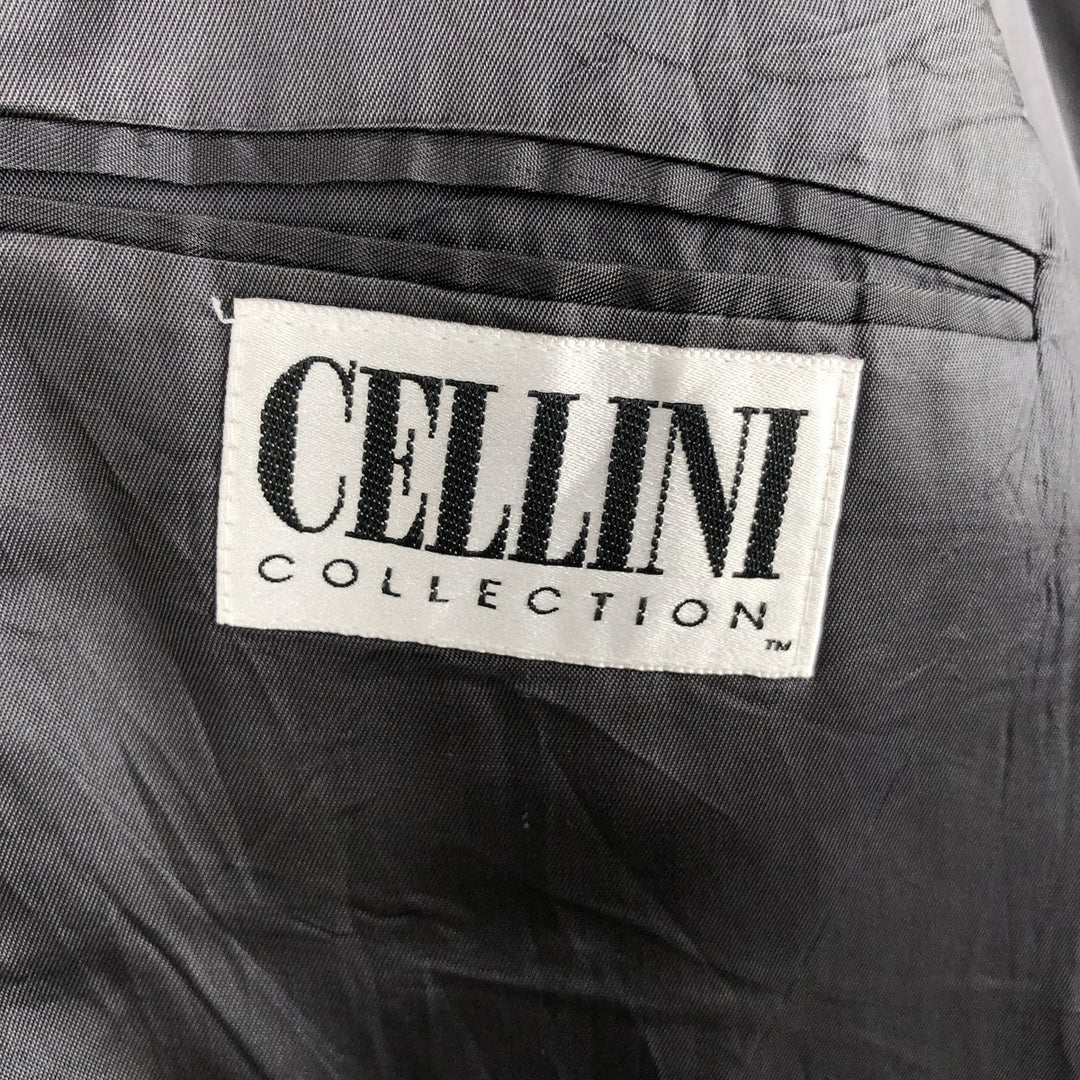 Cellini Collection Stripe Pattern Double-Breasted Tailored Jacket, Made in USA, Men's Size M (Equivalent), Vintage unclear gray type Vintage Second Hand