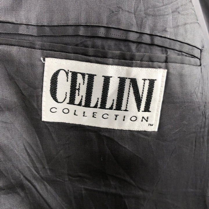 Cellini Collection Stripe Pattern Double-Breasted Tailored Jacket, Made in USA, Men's Size M (Equivalent), Vintage unclear gray type Vintage Second Hand
