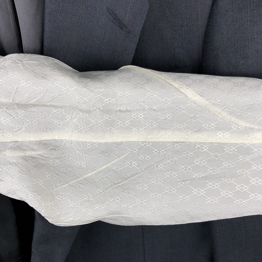 Cellini Collection Stripe Pattern Double-Breasted Tailored Jacket, Made in USA, Men's Size M (Equivalent), Vintage unclear gray type Vintage Second Hand