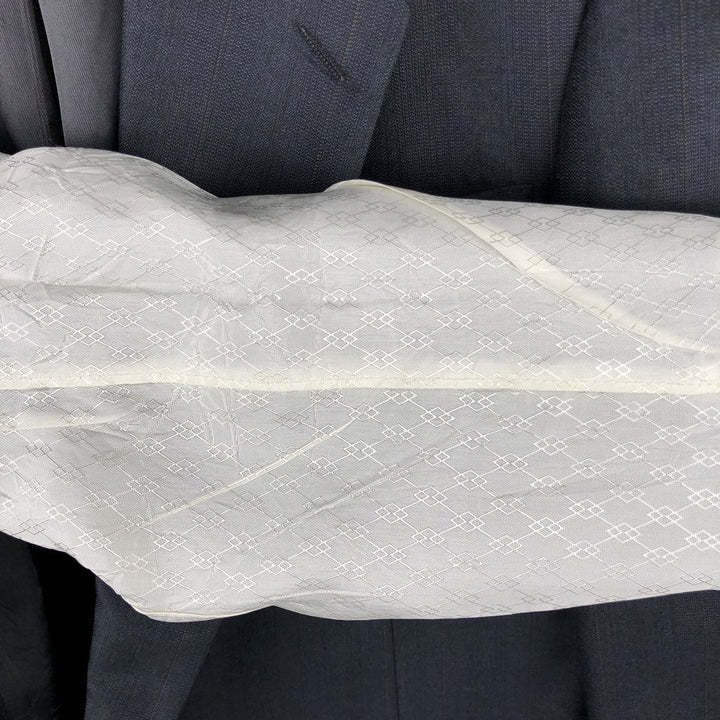 Cellini Collection Stripe Pattern Double-Breasted Tailored Jacket, Made in USA, Men's Size M (Equivalent), Vintage unclear gray type Vintage Second Hand