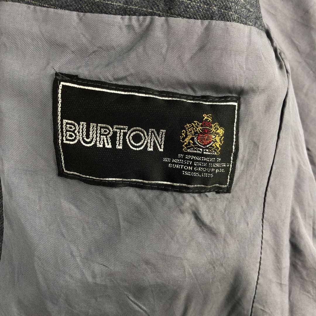 BURTON Stripe Pattern Wool Tailored Jacket, Made in England, Men's Size M (Equivalent), Vintage wool gray type Vintage Second Hand