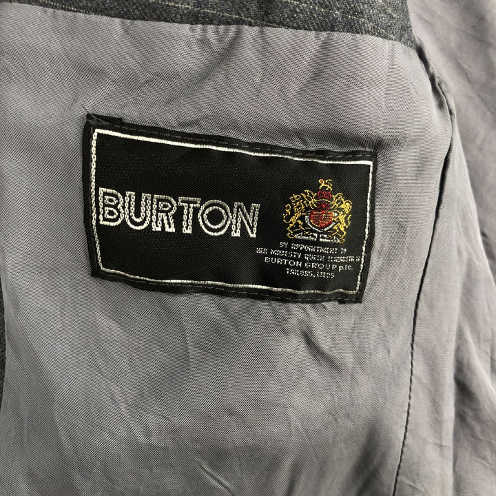 BURTON Stripe Pattern Wool Tailored Jacket, Made in England, Men's Size M (Equivalent), Vintage wool gray type Vintage Second Hand