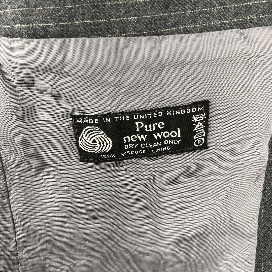 BURTON Stripe Pattern Wool Tailored Jacket, Made in England, Men's Size M (Equivalent), Vintage wool gray type Vintage Second Hand