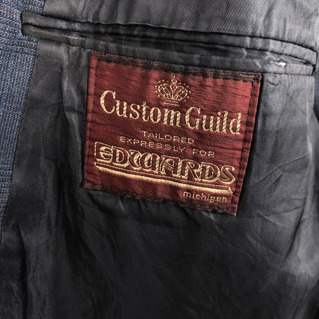 Custom Guild Check Pattern Tailored Jacket, Men's Size M (Equivalent), Vintage unclear gray type Vintage Second Hand