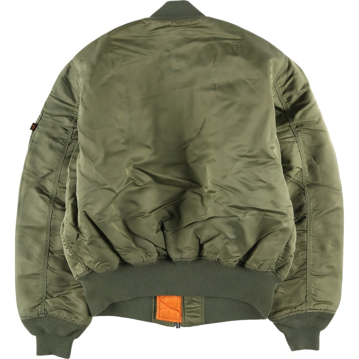 90'S civilian Alpha MA-1 style padded military flight jacket, men's size L, vintage Nylon Khaki type Vintage Second Hand