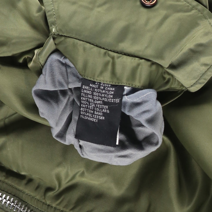 90'S civilian Alpha MA-1 style padded military flight jacket, men's size L, vintage Nylon Khaki type Vintage Second Hand