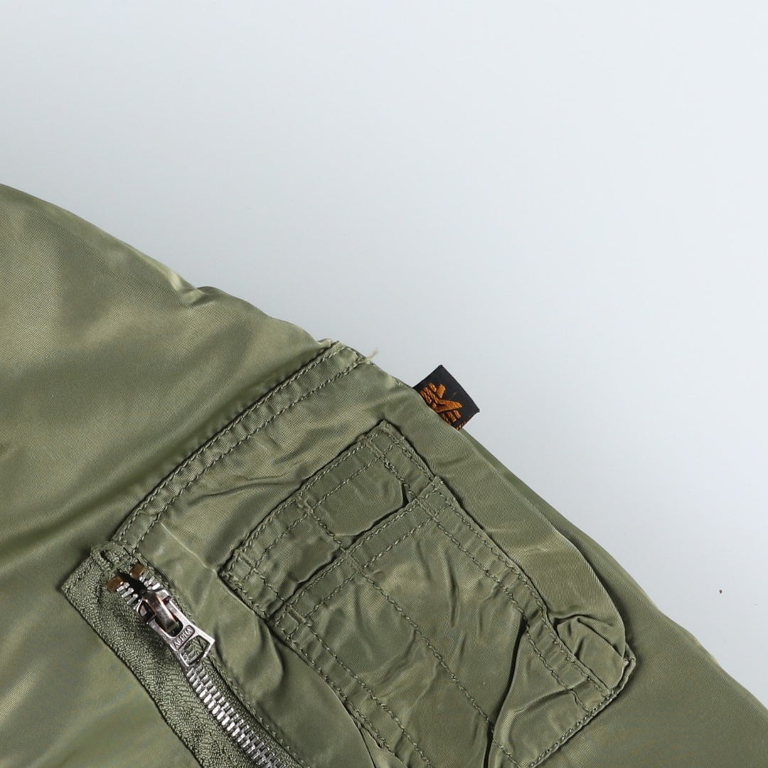 90'S civilian Alpha MA-1 style padded military flight jacket, men's size L, vintage Nylon Khaki type Vintage Second Hand