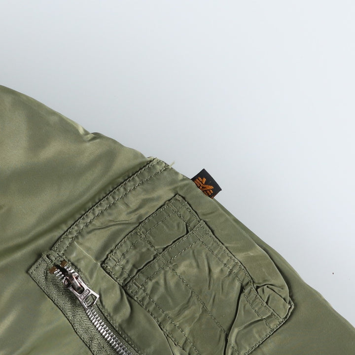 90'S civilian Alpha MA-1 style padded military flight jacket, men's size L, vintage Nylon Khaki type Vintage Second Hand