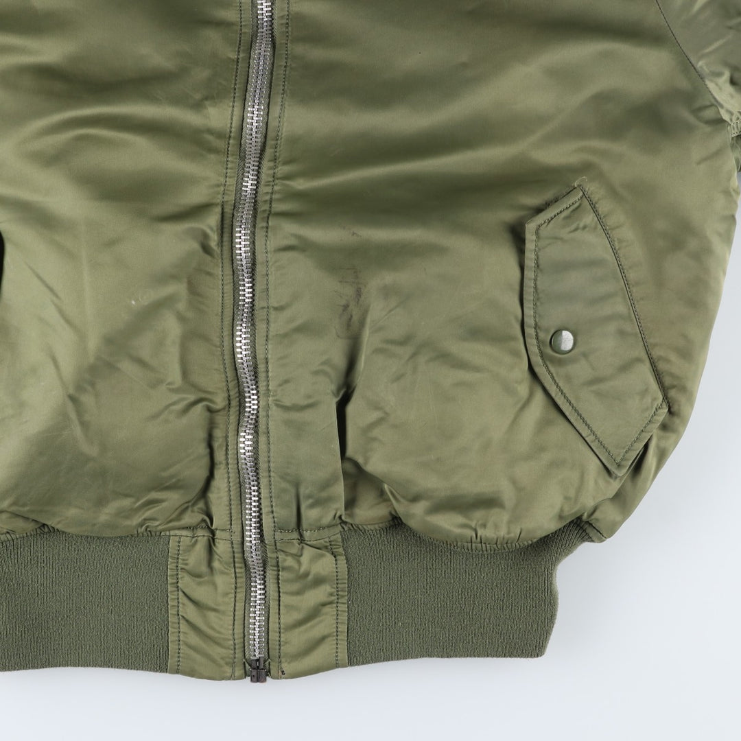 90'S civilian Alpha MA-1 style padded military flight jacket, men's size L, vintage Nylon Khaki type Vintage Second Hand