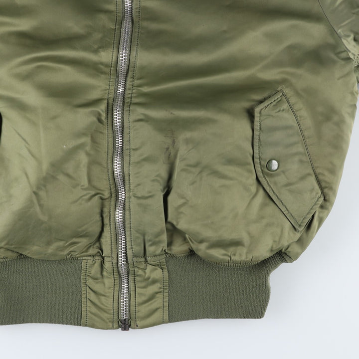 90'S civilian Alpha MA-1 style padded military flight jacket, men's size L, vintage Nylon Khaki type Vintage Second Hand