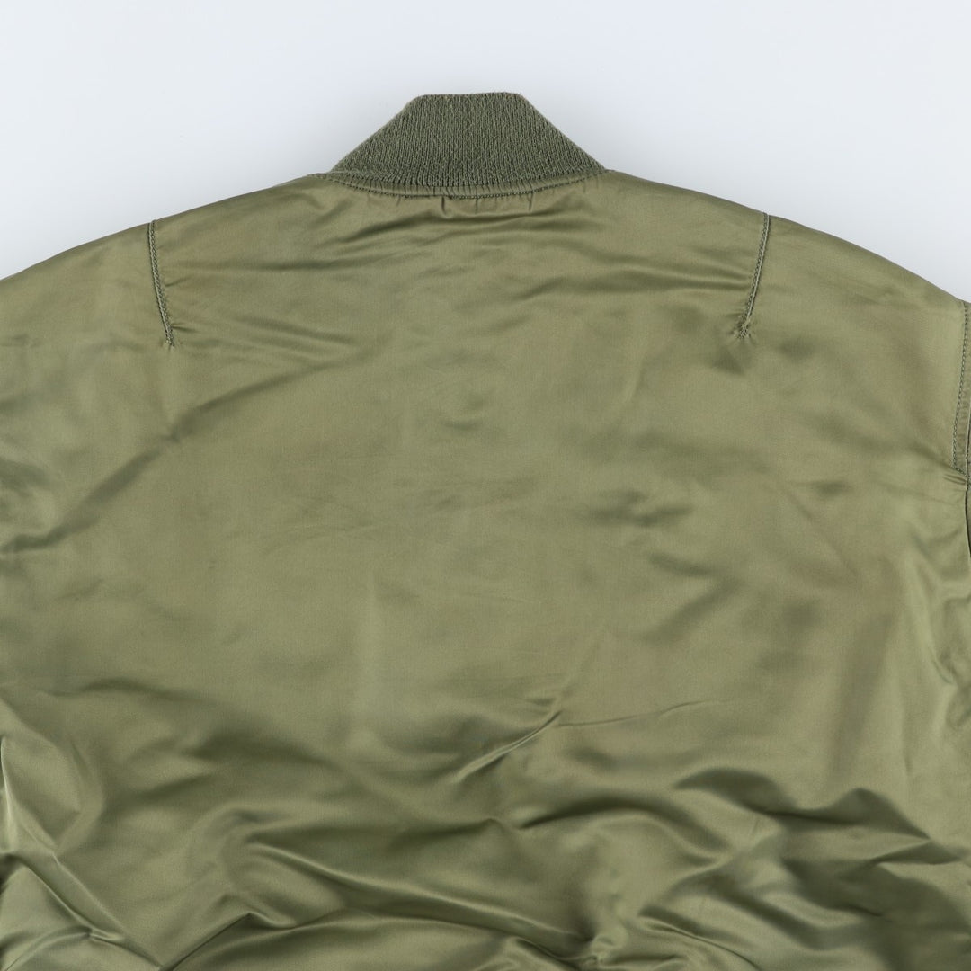 90'S civilian Alpha MA-1 style padded military flight jacket, men's size L, vintage Nylon Khaki type Vintage Second Hand