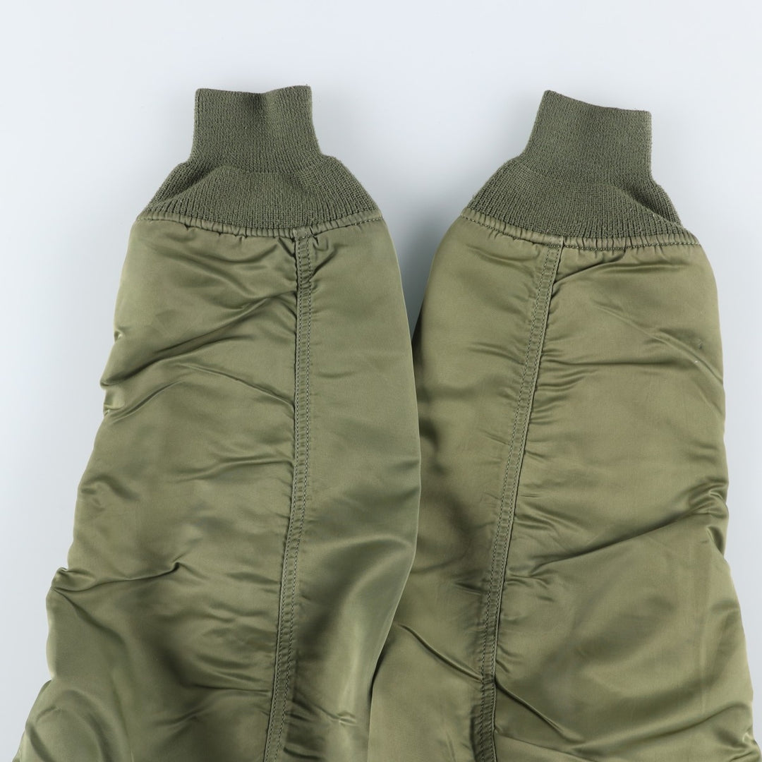 90'S civilian Alpha MA-1 style padded military flight jacket, men's size L, vintage Nylon Khaki type Vintage Second Hand