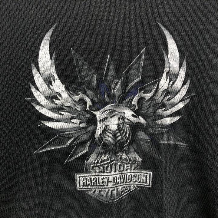 Big Size Harley-Davidson Eagle Pattern Native Pattern Thermal Long-Sleeve T-Shirt Honeycomb Made in USA Men's XXXL Equivalent cotton black type Vintage Second Hand